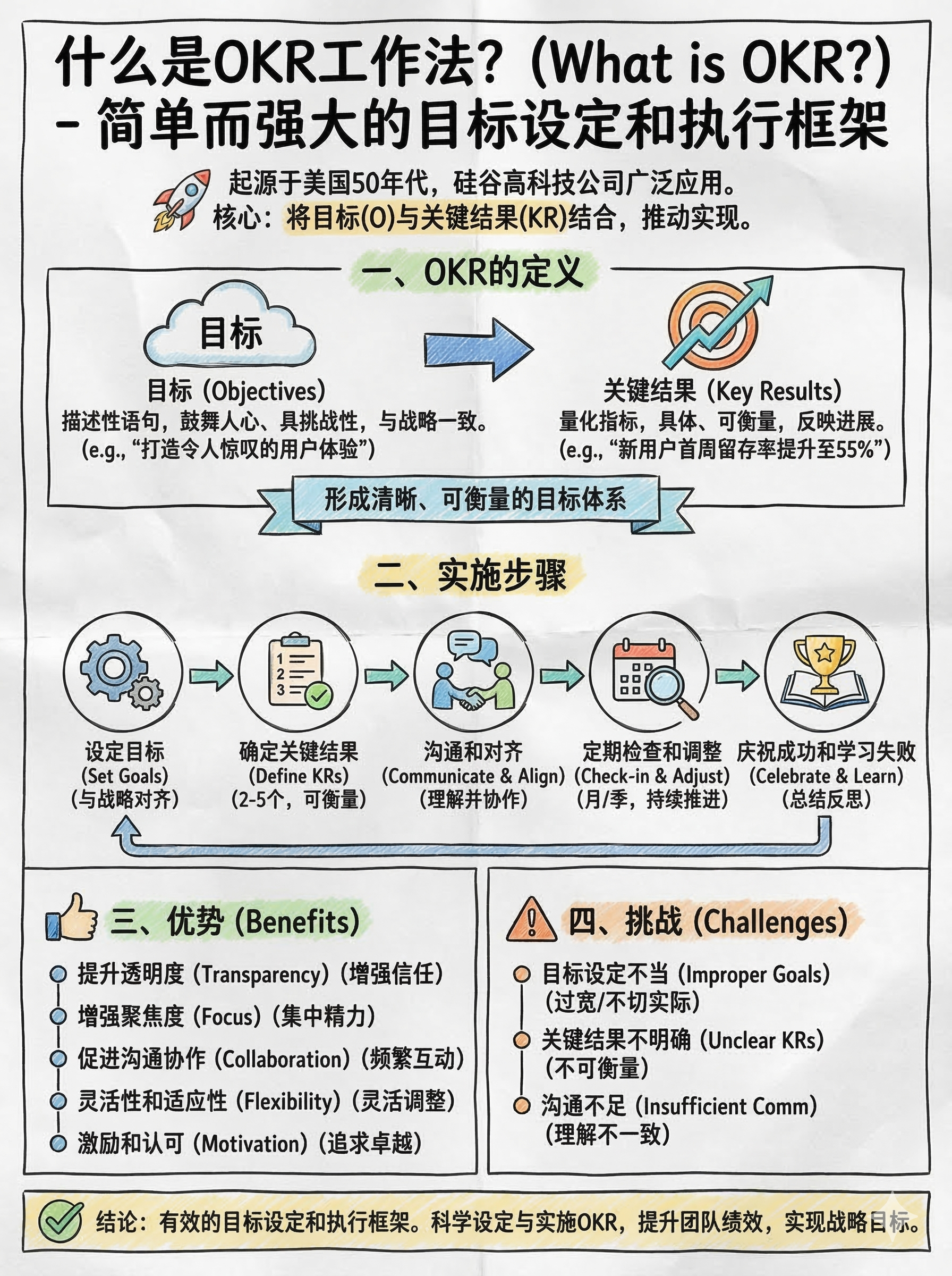 北极星OKR知识库官网-什么是OKR？5分钟搞懂OKR工作法，效率翻倍！插图