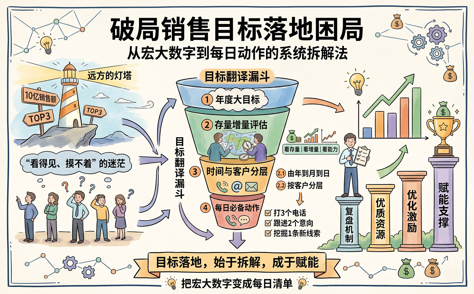 北极星OKR知识库官网-销售年度总目标拆解攻略：从盘口复盘到动作落地，一步到位插图