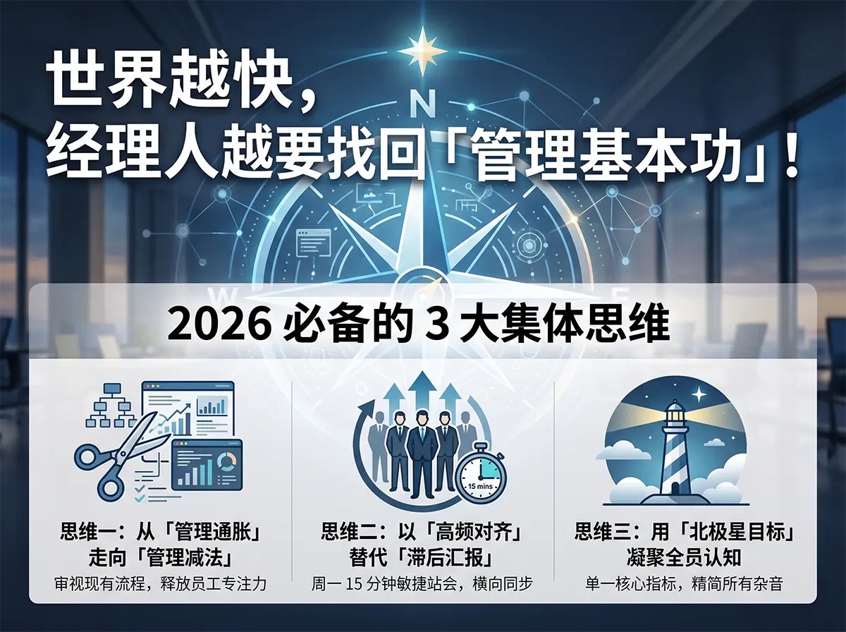 北极星OKR知识库官网-世界越快，经理人越要找回「管理基本功」！2026必备的3大集体思维插图