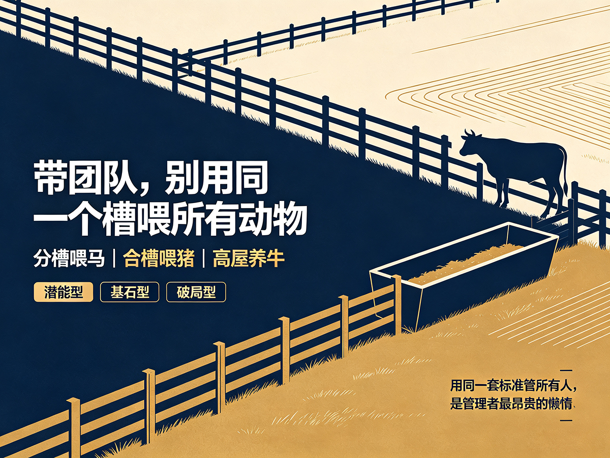 北极星OKR知识库官网-带团队最高级的智慧：分槽喂马，合槽喂猪，高屋养牛插图