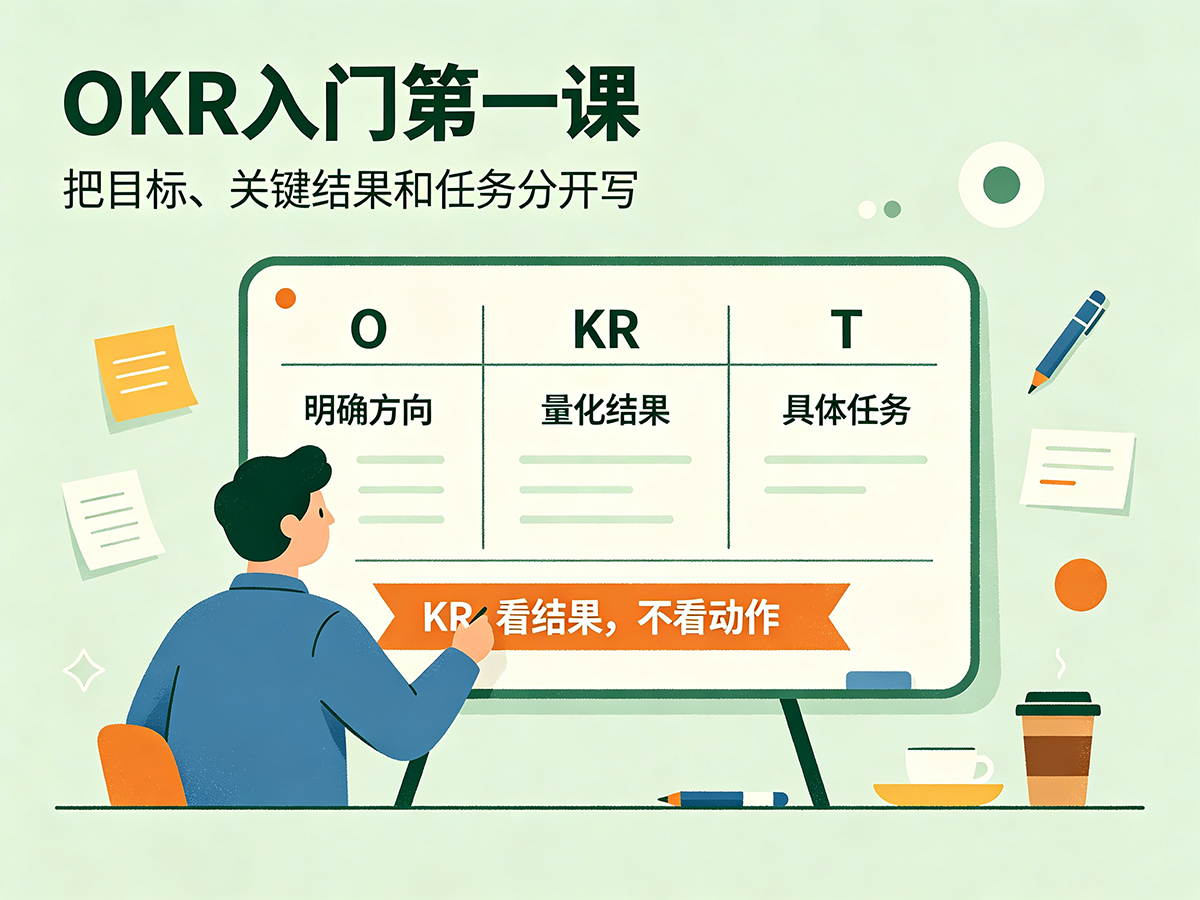 北极星OKR知识库官网-别把 OKR 写成任务清单:分清目标、关键结果与执行动作插图 北极星OKR知识库官网-别把 OKR 写成任务清单:分清目标、关键结果与执行动作插图